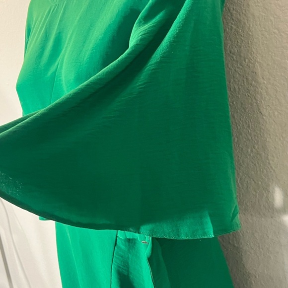 Topshop Green Midi Dress with Flutter Sleeves - Picture 4 of 11